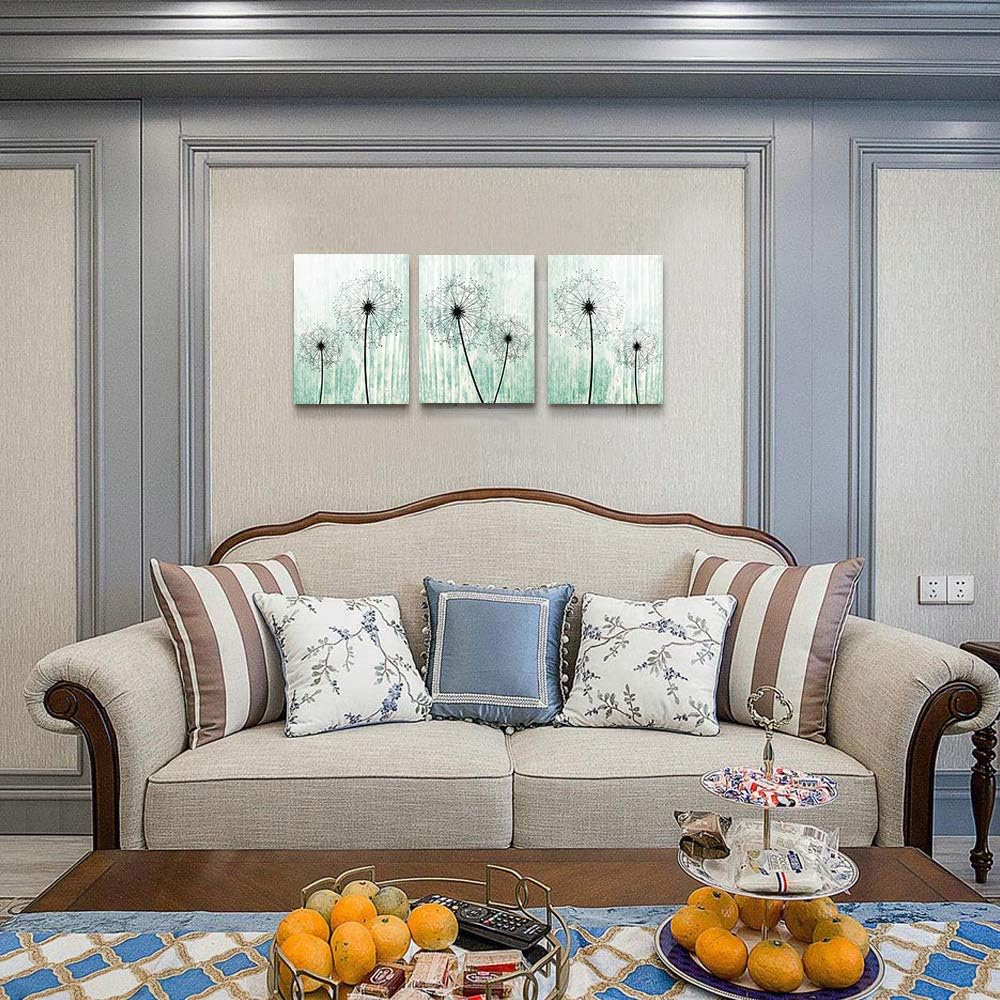 light green background Dandelion Canvas Wall Art Paintings for Living Room Canvas Print Wall Artworks Bedroom Decoration, 3 piece Framed office kitchen bathroom Wall decor posters Home Decorations