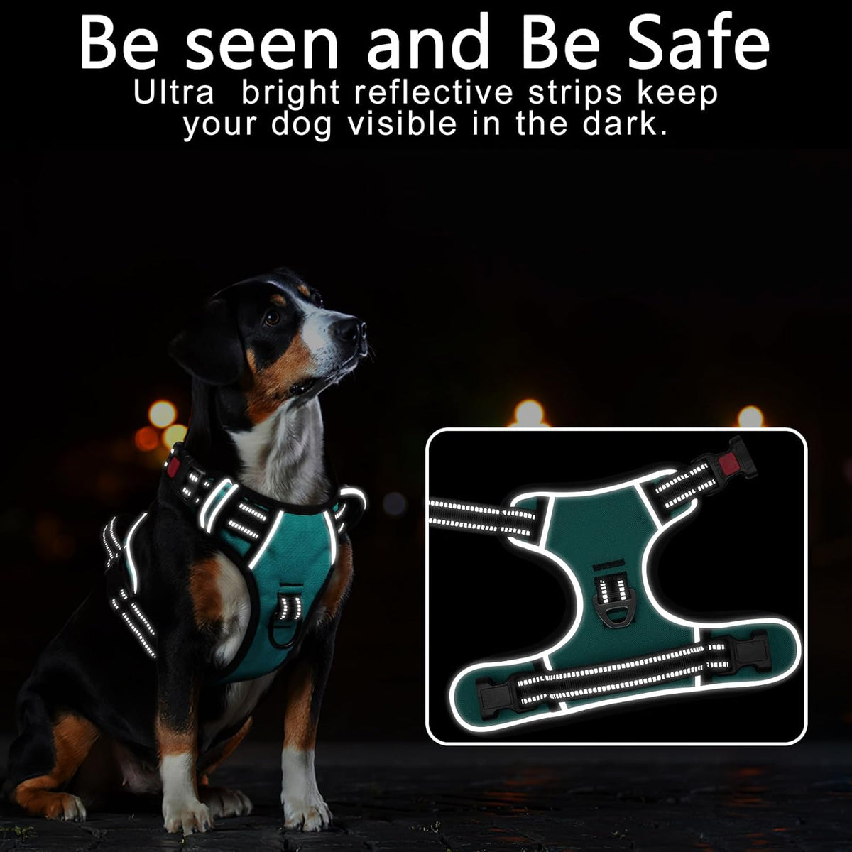 Timos Dog Harness,NO Need Go Over Dogs Head 3 Snap Buckles Pet Harness with 2 Leash Clips,Adjustable Soft Padded No-Pull,Reflective No-ChokeOxford Vest for Small Medium Large Dogs,X-Large (Pack of 1)