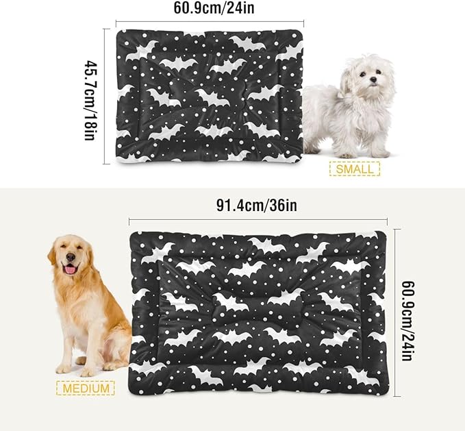 Pet Bed Halloween Bats Dog Bed Mat Absorbing Non Slip Pad Pet Sleeping Mat for Small, Medium, and Large Dogs Puppy Cat 36 in x 24 in