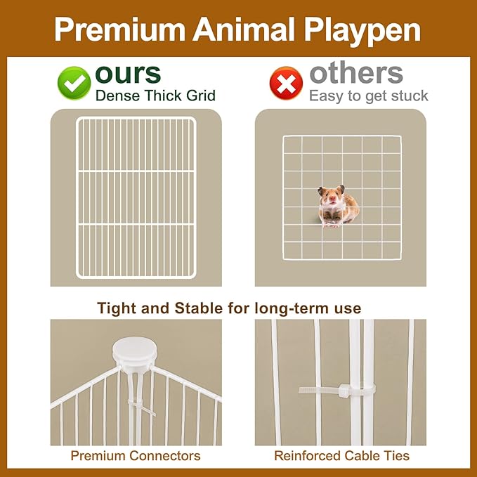 12 Panels Small Animal Playpen,Pet Playpen,C&C Cage for Guinea Pigs,Puppy Play Pen,Bunny Playpen Indoor Outdoor, Portable Metal Wire Yard Fence(White)