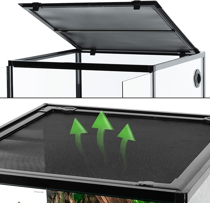 REPTIZOO 90 Gallon Reptile Terrarium 24" x 24" x 36" Large Glass Reptile Tank, Tall Terrarium with Front Opening Door and Top Screen Ventilation Easy Assembly Habitat Tank