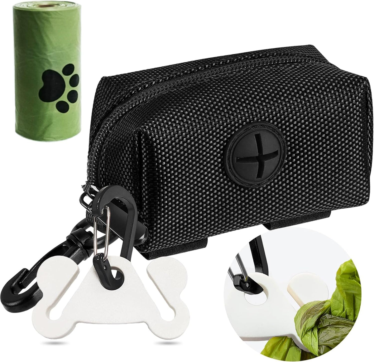 Dog Poop Bag Holder for Leash Attachment Dog Poop Bag Dispenser Dog Waste Bag Dispensers Dog Poop Bag Holders Fit Dog Leash Accessory With Hand Free Holder Carriers, Black