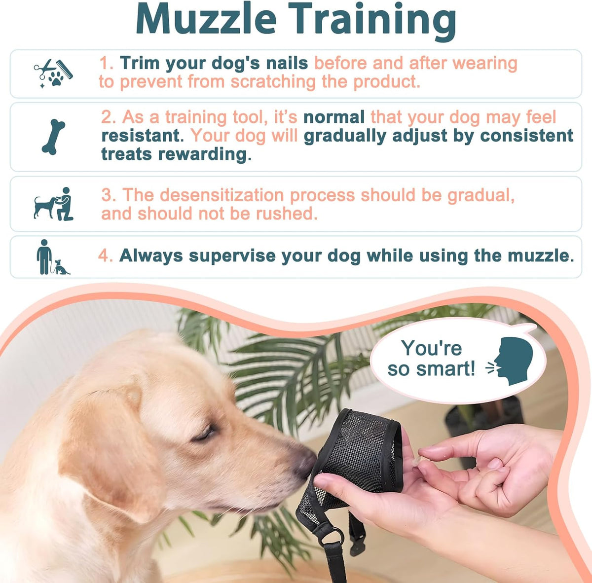 LUCKYPAW Dog Muzzle, Mesh Muzzle for Large Medium Small Dogs, Soft Mouth Guard for Biting Chewing, Breathable Mouth Guard with Adjustable Strap for Training(Brown, L(Snout:9.75"-11"))