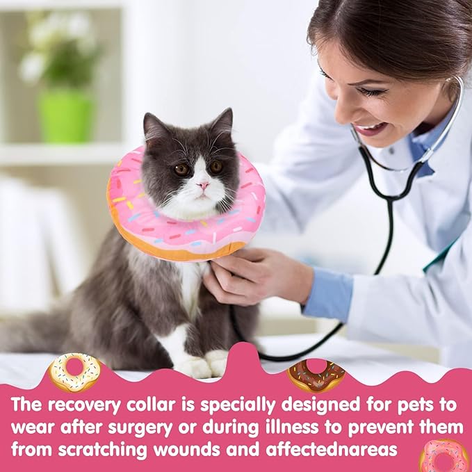 BINGPET Soft Donut Cat & Small Dog Recovery Collar, Adjustable Protective Pet Cone After Surgery