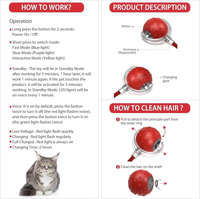 Interactive Cat Toys Ball for Indoor Cats Fast Rolling on Carpet，Colorful Plastic Spring Cat Toys 5Suit ，Automatic Kitten Toys for Bored Indoor Adult Cats，Motion Activated