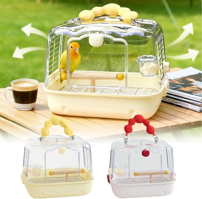 Bird Travel Cage – 12.32x9.06x9.17 inch Transparent Parrot Carry Bag | Bird Travel Carrier – Portable Pet Transport for Outdoor Walk Adventure Cockatiels Budgies Parakeets