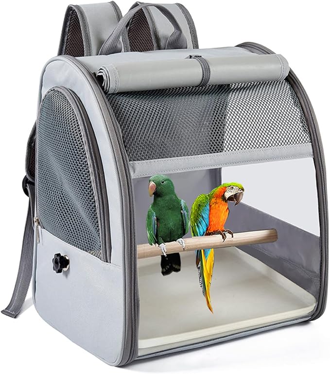 Durability Polyester Bird Travel Carriers Backpacks with Meshes Window and Sun Protecting for Daily Use Compacts Bird Cage Backpacks for Travel