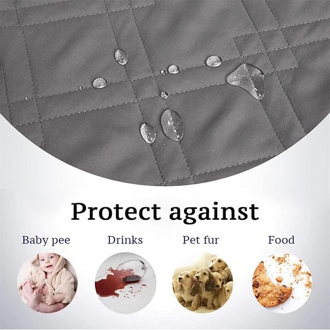 Dog Bed Cover Waterproof Microfiber Quilted Mattress Cover Pet Mat Silicon Non Slip 9 Size Furniture Protectors for Bed Sofa Couch (208 x 244 cm/82 x 96 in,Light Gray)