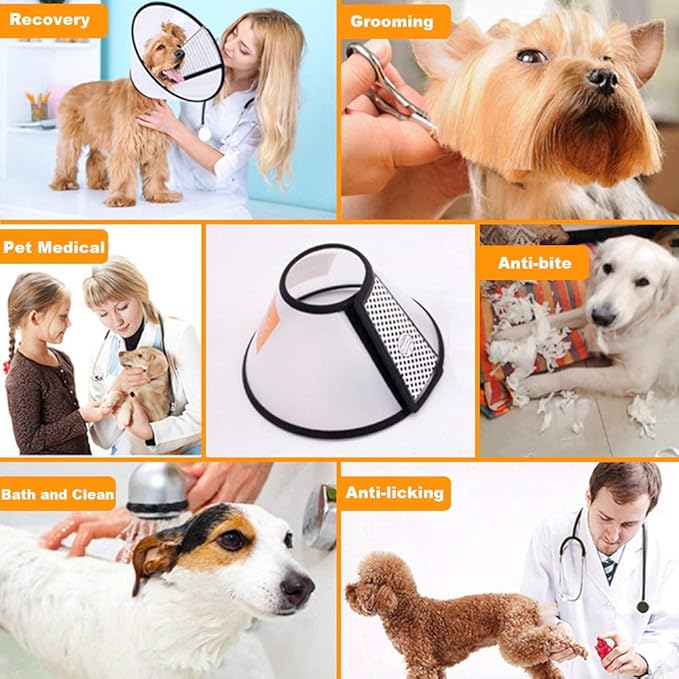 2 Pack Cat Cones to Stop Licking, Pet E Collar Pet Cone for Kitten Cones After Surgery, Cat Elizabethan Collar Puppy Head Cone Recovery Cone for Cats Kitten Puppy (Size M, 6#)