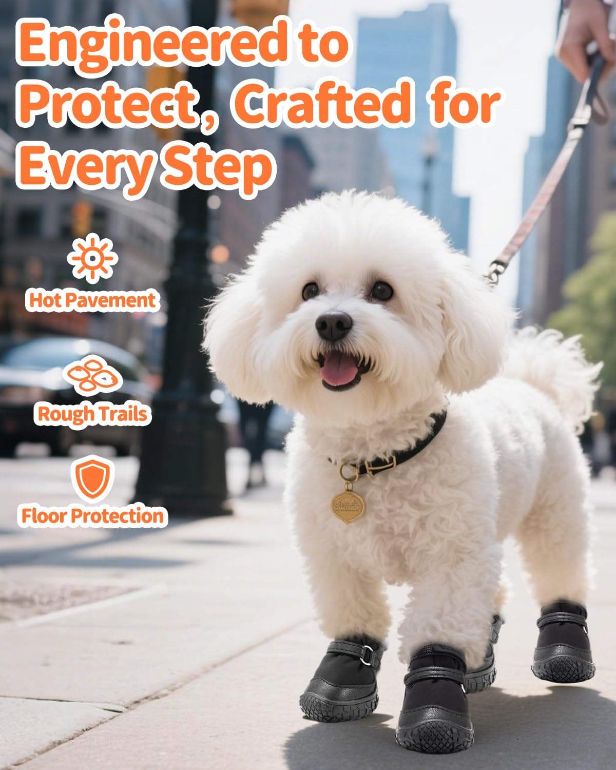 Dog Shoes for Small Dogs, Double Binding Straps Puppy Boots & Paw Protectors for Summer Hot Pavement, Winter Snow Dog Booties with Anti-Slip Rubber Soles for Beach Hardwood Floor Black Size 2