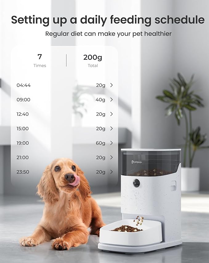 PF2 2.4G Healthy Automatic Cat feeder, 3.5L Automatic Dog Feeder with Video and Voice Call, APP data monitoring, Ceramic Bowl, Customized Timed Feeding,Freshness Preservation,Easy Removal for Cleaning