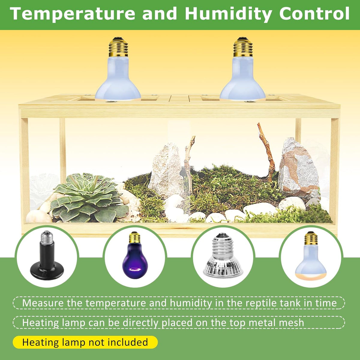 80 Gallon Reptile Tank - 48" Lockable Sliding Door Bearded Dragon & Snake Tank with Metal Mesh Roof, Front Opening Terrarium for Lizards, Leopard Gecko (Wood, 48" x 20" x 20")