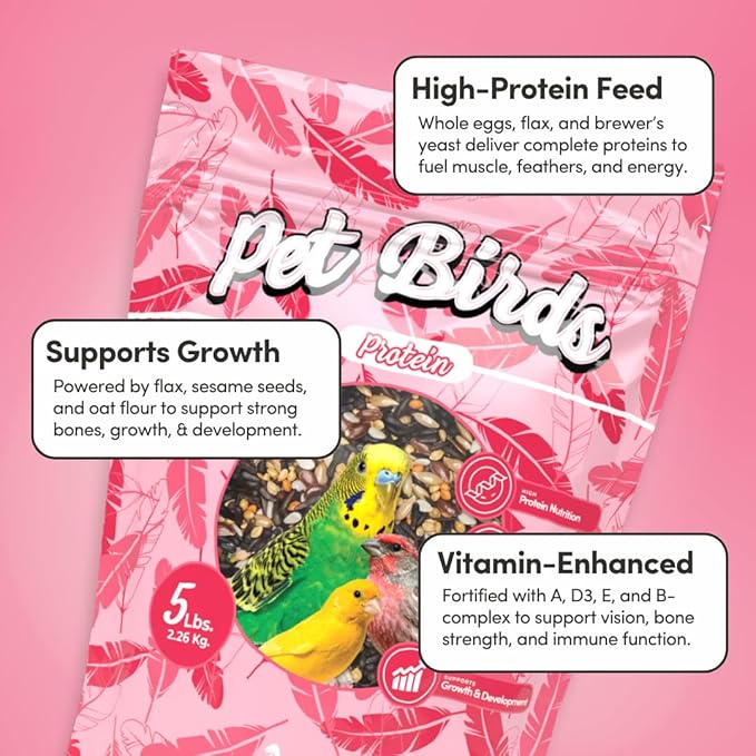 Mycelium Pet Bird Protein Bird Seed Mix (5 LB Bag) | High-Protein Bird Food for Finches, Canaries, Budgies & Parrotlets | Supports Energy & Growth | Organic, Non-GMO Daily Diet | Made in USA