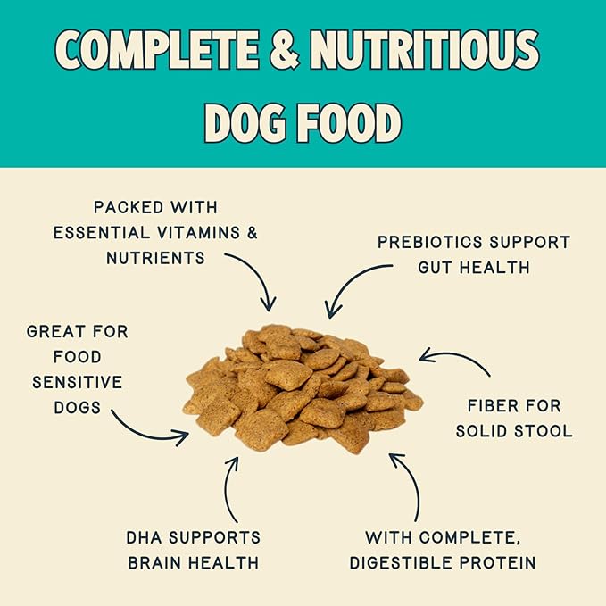 Jiminy's Cravin' Cricket Dry Dog Food, Sensitive Stomach, Improved Gut Health, Probiotic & Prebiotic, Hypoallergenic, Lower Carbon Footprint, Made in USA, 24lb Bag (Pack of 1)
