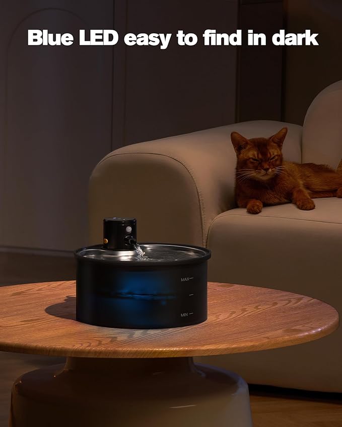Battery Operated Cat Water Fountain: Wireless Pet Fountain with Filter - 108oz/3.2L Cordless Cat Dispenser with Motion Sensor Rechargeable Automatic Drinking Fountains for Cats Indoor - Plastic Model