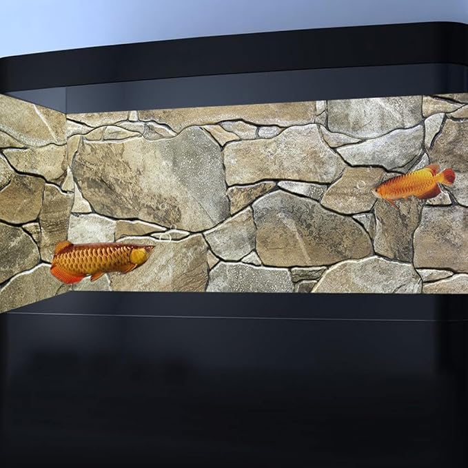 30X18IN Marble Aquarium Background, Art Marble Aquarium Background, Natural Marble Glass Terrarium Background with 8 EVA Double-Sided Tape