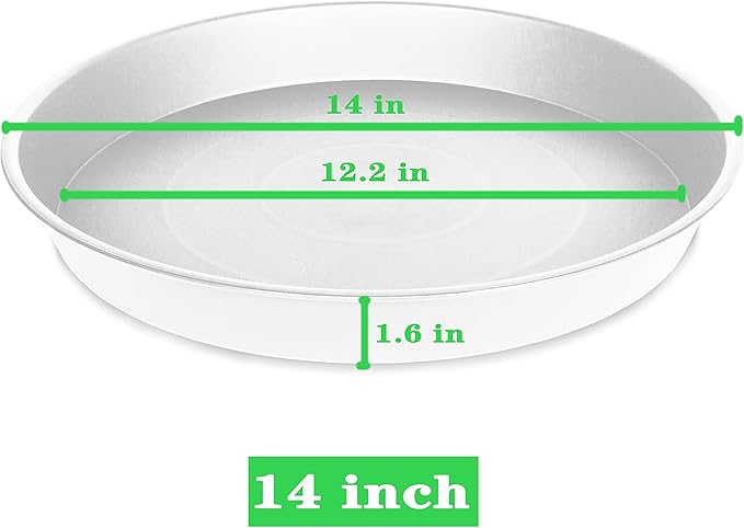 2 Pack of 14 inch Plant Saucers Bird Bath Bowl, Plant Saucer 14" Round, Plastic Plant Tray for Pots, White Planters for Indoor Plants, Plant Trays for Planter 12-15" (14", Creamy White)