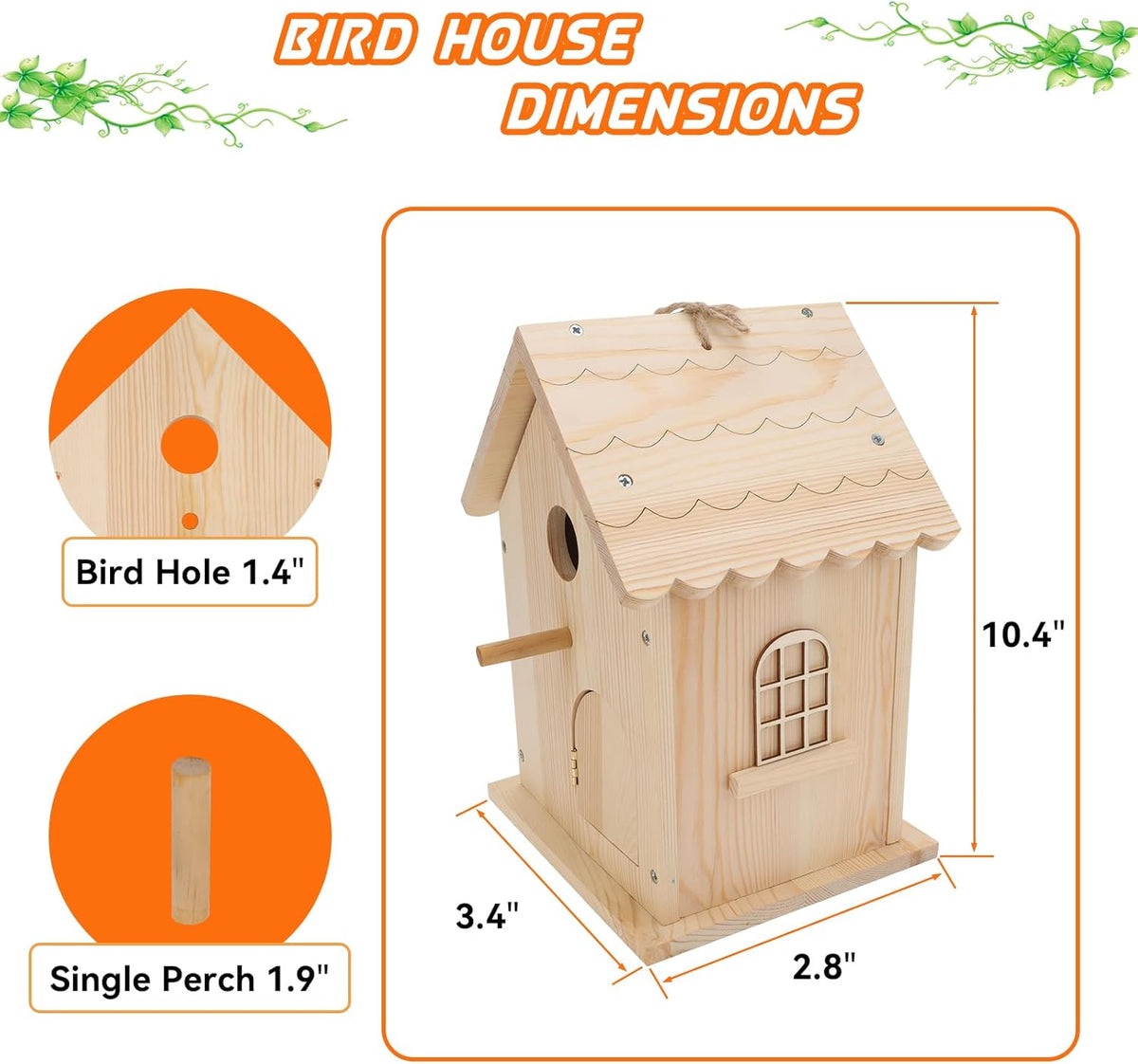 Lalafancy DIY Wooden Bird House Kit for Kids and Adults, Build it Yourself Birdhouse Kits for Outside with Paint Strips, Woodworking Adult Crafts, Hanging Birdhouse for Garden Yard Decor Gifts