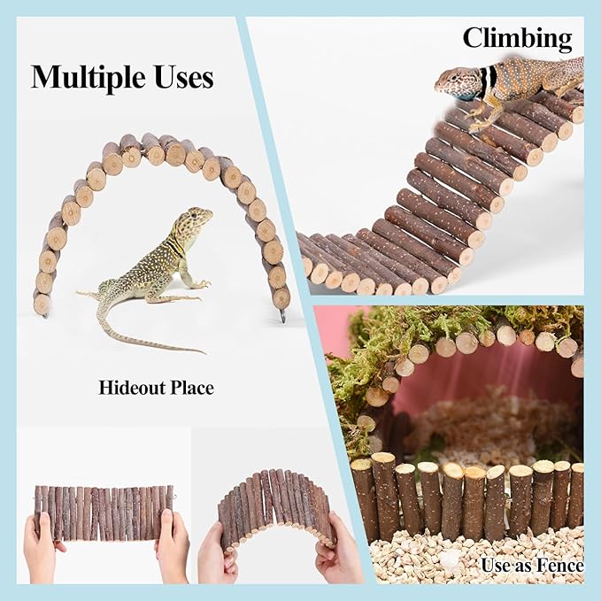 Crested Gecko Tank Accessories，Reptile Vines Plants with Coconut Shell Ladder Hideout Hermit Crab Decor for Bearded Dragon Lizard Chameleon Tortoise Snake