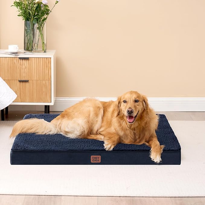 EHEYCIGA Orthopedic Medium Dog Beds for Small Dogs with Removable Washable Cover for Crate, Navy, 30x20