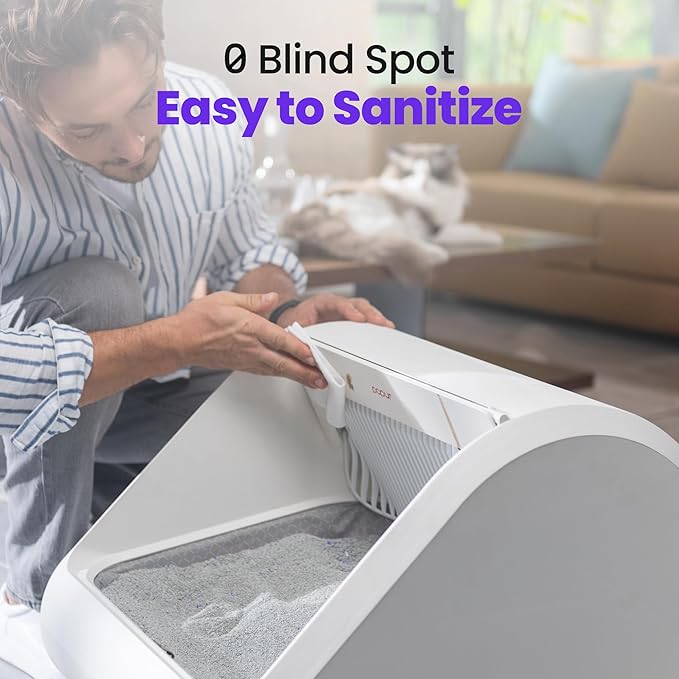 (Upgraded) Popur X5 Self Cleaning Cat Litter Box - Unique Open Top Split System - Automatic Litter Scooping Robot, Odor-Seal, 24 Inch Tray, 30-Day Capacity, 33 lbs. Load, 99% Leakproof (Cardboard Bin)