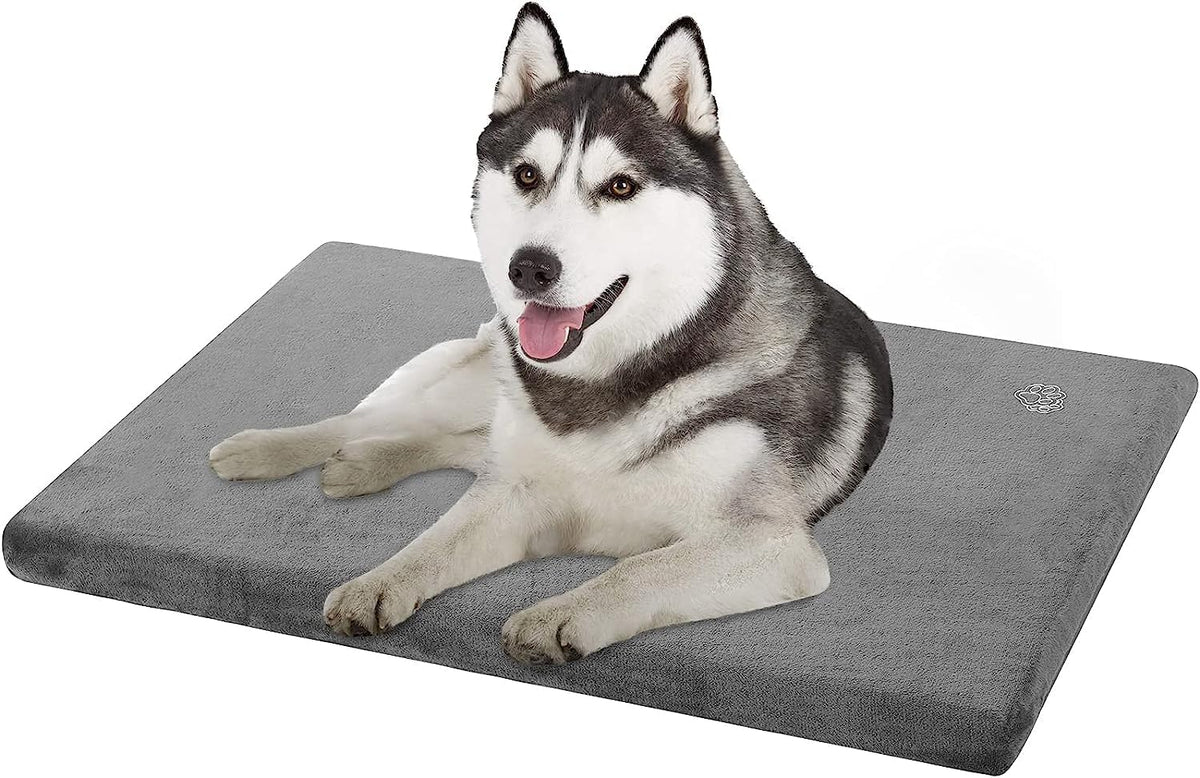 EMPSIGN Stylish Dog Bed Mat Dog Crate Pad Mattress Reversible (Cool & Warm), Water Proof Linings, Removable Machine Washable Cover, Firm Support Pet Crate Bed for Small to XX-Large Dogs, Grey