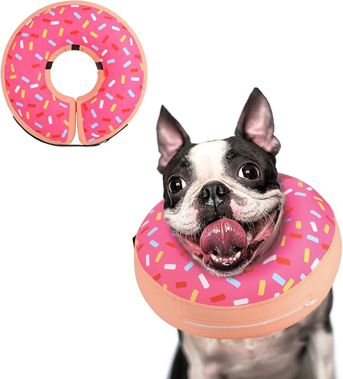 Supet Inflatable Dog Cone Collar for Large Medium Small Dogs, Soft Cone Collar for Dogs Cats, ECollar Doggie Neck Donut Dog Cone Alternative After Surgery