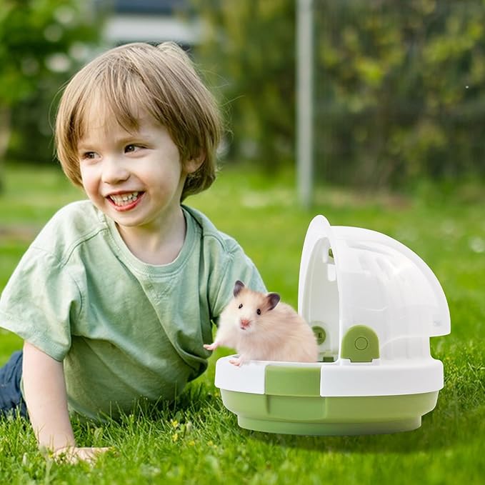 Hamster Carrier Cage with Water Bottle,Portable Dwarf Hamster Travel Carrier Plastic Guinea Pig Carrier Small Animal Breathable Outdoor Cage for Hamsters Chinchillas Hedgehog (Green)