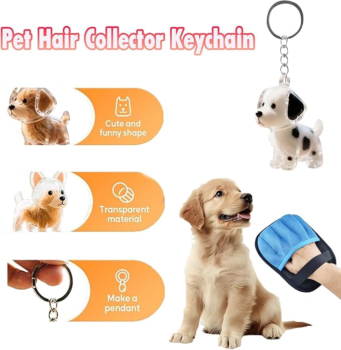Blue Pet Hair Removal Gloves for Dogs,Pet Hair Collector Keychain,Five-Finger Cat Grooming Gloves ,Reusable Electrostatic Pet Hair Removal Tool for Furniture,Car,Couch,Carpet,Essential Pet Supplies