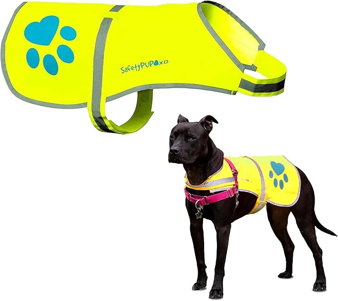 Dog Reflective Vest – Hi-Vis Fluorescent Visibility That Helps to Safeguard Your Pet On/Off Leash in Urban & Rural Areas (Yellow, Small)