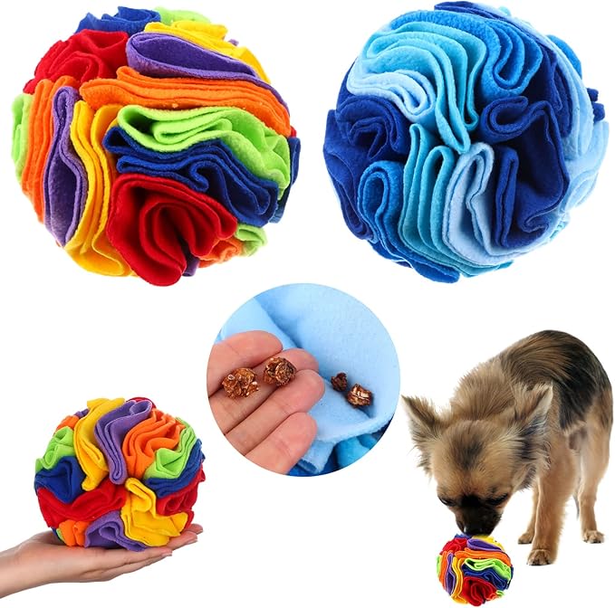 2 Packs Snuffle Ball for Dogs Stress Relief Interactive Dog Enrichment Toys Dog Sniff Mat Pet Snuffle Ball Toy Foraging Mat Dogs Treat Ball Pad Dog Puzzle Toys for Anxiety Relief Enhance Sniffing
