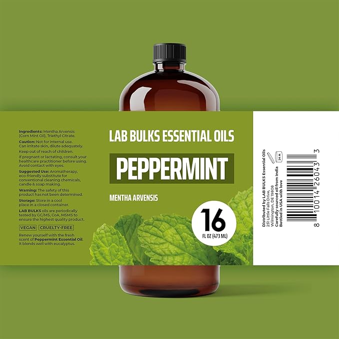 Peppermint Essential Oil (16 oz, 2 Pack) – Bulk Peppermint Oil for Diffusers, Candles, Cleaning & Sprays