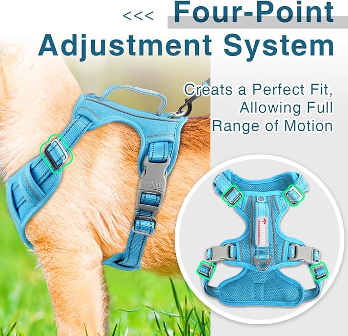 BARKBAY Dog Harness No Pull with ID Tag Pocket - Heavy Duty, Reflective, Easy Control for Small Dogs(Blue,S)
