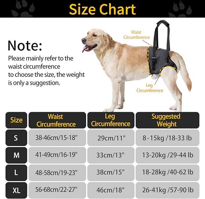 HEYWEAN Dog Sling for Large Dogs Hind Leg Support Harness Ideal for Elderly Injured Arthritic Dogs Provides Rehabilitation Aid for Weak Back Legs Comfortable and Durable Design