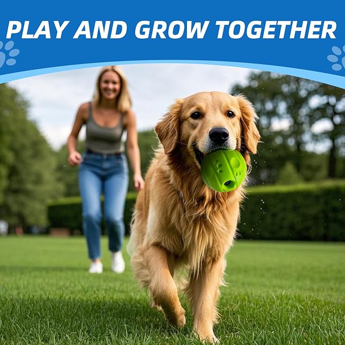 Dog Toys Ball, Interactive Dog Ball, No Paint, Gibbering Sound with Surface Concave Lines, XL, 5.51 in (14 cm)