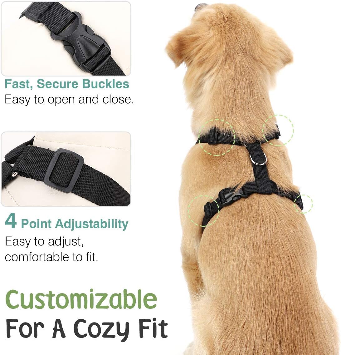 Dog Seat Belt, Safety Vest Dog Car Harness with Adjustable Buckle Dog Seat Belt for Vehicle Nylon Pet Safety Seat Belts Heavy Duty(S, Lake Blue)