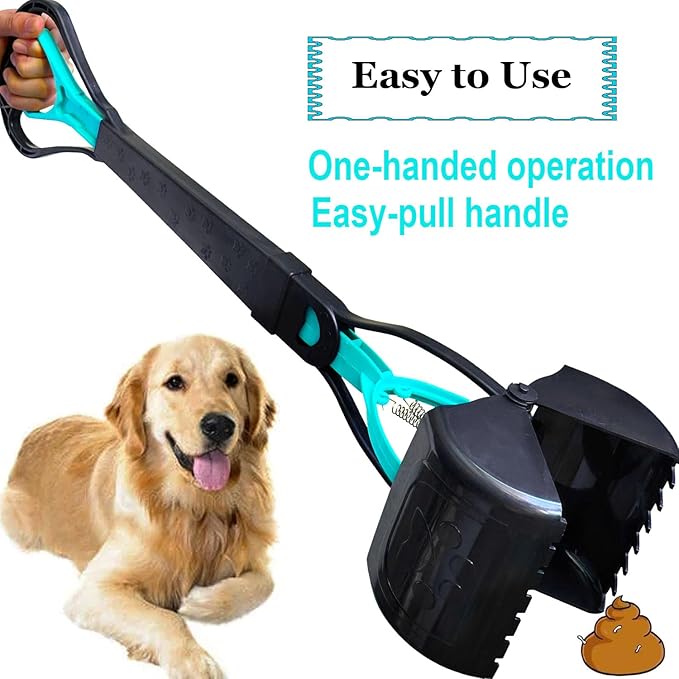 2-Piece Pooper Scooper for Large Medium & Small Dogs Heavy Duty,Long Handled Dog Poop Scooper for Grass,Durable Dog Poop Pick Up Tool