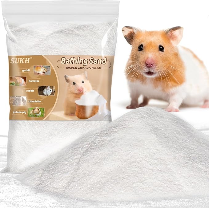 Sukh 31OZ Hamster Sand Bath - Fine Desert Sand Hamster Bedding Reptile Silica Sand Gerbil Hideout for Hamster Chinchillas Gerbil Syrian Mice Small Animals Small Pets