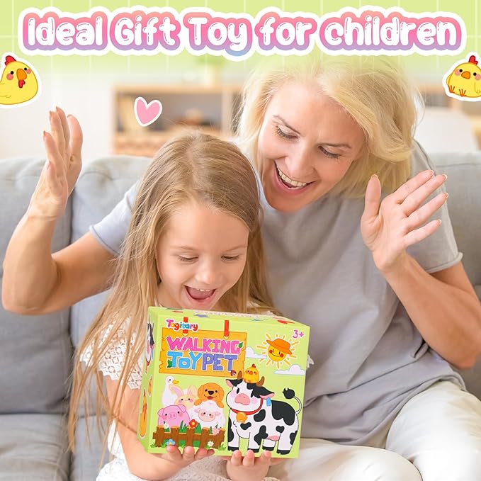 Tagitary Plush Toys Interactive Toys Cow for Kids,Walking Pet Toys Can Make Sounds,Wag Tail and Nod Head, Realistic Stuffed Cattle Toys Birthday Gift for Kids Toddlers