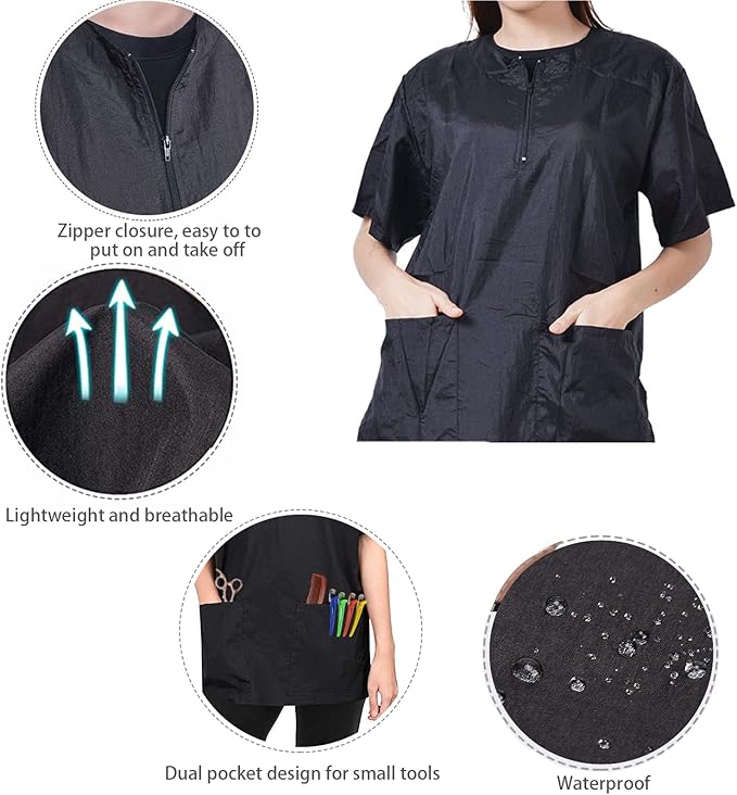 Gliitatu Dog Grooming Smock Barber Jackets for Women Men Professional Pet Groomer Smock Cosmetologist Barber Smock (M)