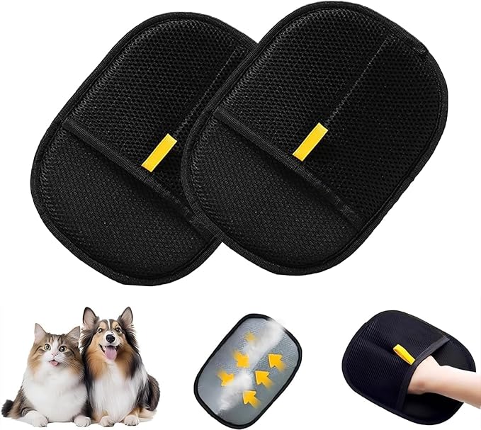 2025 New Pet Hair RemovalGlove,Upgraded Animal Fur Removal Tool,Yomi Pet Hair Remover Glove, Washable Reusable Double Sided Static Pet Hair Removal Glove forCouch,Furniture,Carpet,CarSeat. (2pcs)