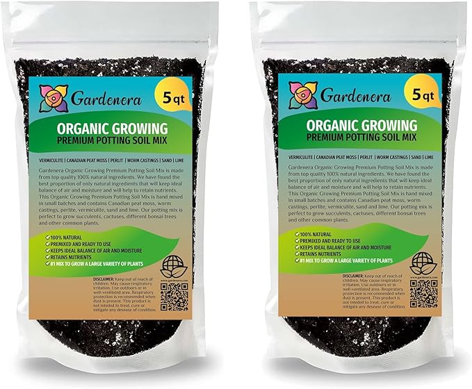 Gardenera Organic Plant Medium - Cultivate Healthy and Lush Plants with This Blend - 10 QUARTS