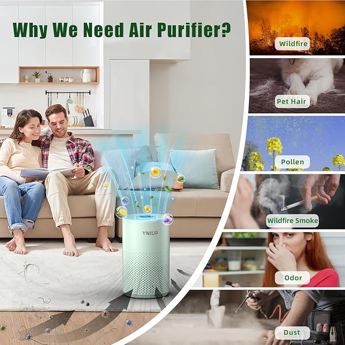 𝐍𝐞𝐰𝐞𝐬𝐭 Air Purifiers for Home Bedroom up to 800 ft², VNIUP H14 HEPA Room Air Purifiers for Bedroom with Fragrance Function, with Sleep Mode Air Cleaner for Pet Dander Odor Dust Smoke, ZQA-4000C