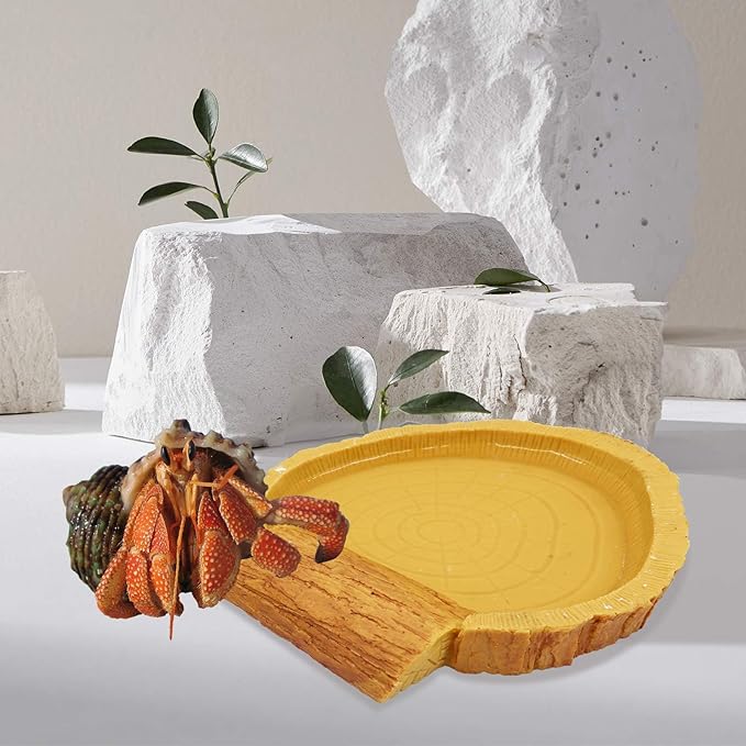 Hermit Crab Pool, Resin Reptile Water Bowl & Bathing Dish, Aquarium Tank Cage Habitat Accessories for Small to Medium Hermit Crab Turtles Lizard Frog Gecko Bearded Dragon