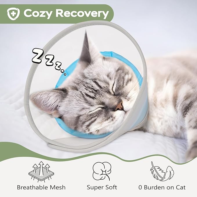 Cat Cone Collar Soft: Comfortable Waterproof Mesh Recovery Cone After Surgery to Stop Licking and Scratch, Alternative to Plastic Elizabeth Head/Neck Cone