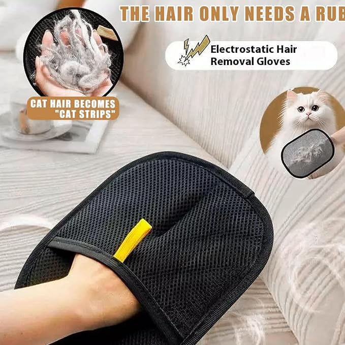 2025 Upgraded Pet Hair Removal Glove |Double-Sided – Reusable Grooming & Bathing Glove for Dogs and Cats |Soft Silcone Touch |Easy Deshedding and Cleaning Mitt (Black, 1 PC)