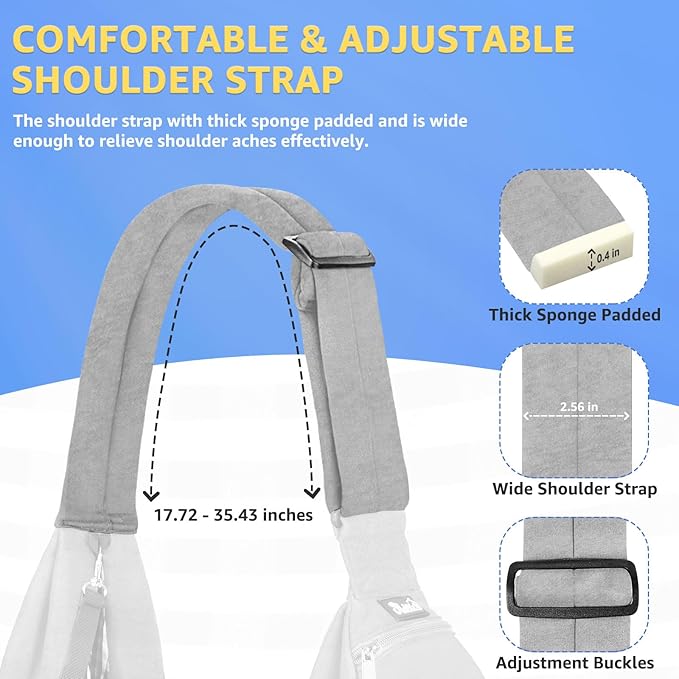 Lukovee Pet Sling, Hand Free Dog Sling Carrier Adjustable Padded Strap Tote Bag, Shoulder Bag with Safety Belt & Front Pocket for Small Dog Cat Puppy (Grey-WY,M)