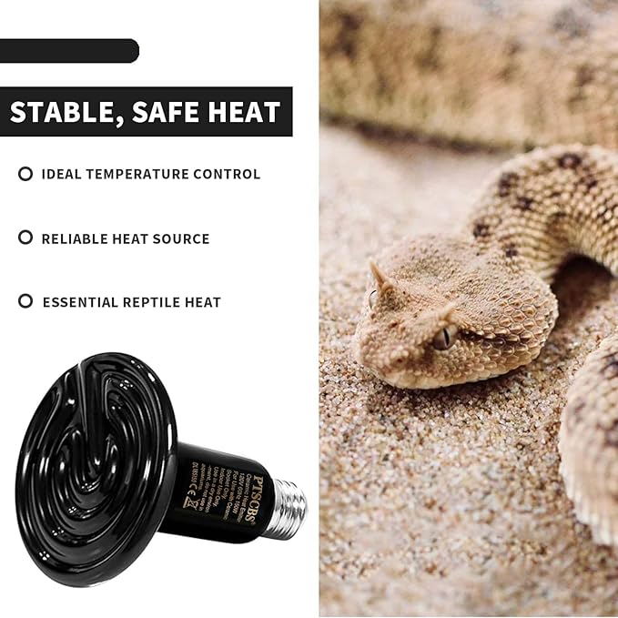 75W Reptile Heat Lamp(2 Packs)-Ceramic Heat Emitter for Reptiles Amphibian Pet Brooders Chicken Incubation, and Terrariums Turtle Lizard Bearded Dragon Snake E26