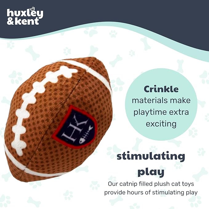 Huxley & Kent Plush Cat Toy - Interactive Catnip Toy for Cats & Kittens - Soft with Crinkle & Catnip - Fun Indoor Play - HK Football
