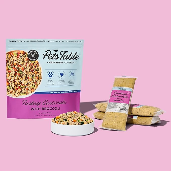 The Pets Table Human-Grade Turkey Casserole Fresh Dog Food, Dog Food Topper or Complete Meal, 6 Count of 36-oz Pouches, 13.6lbs